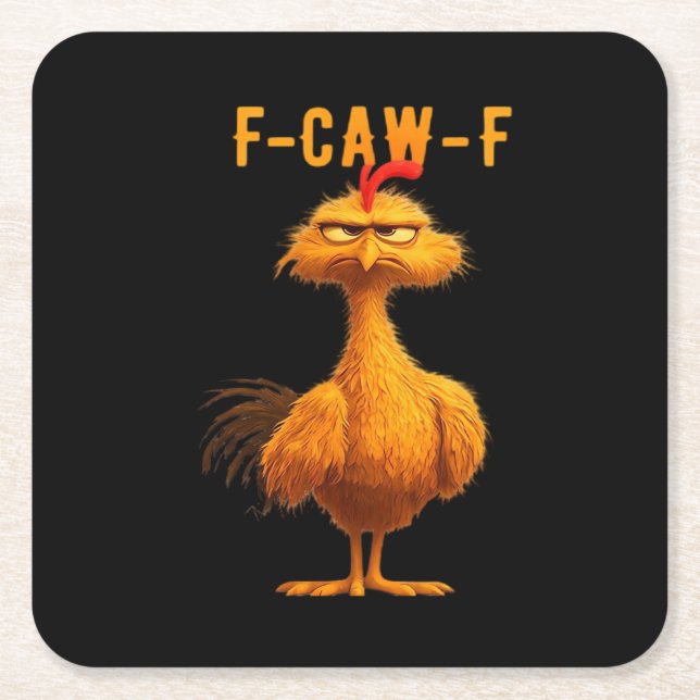 Gothic F-Caw-F Crow Funny Humour Square Paper Coaster (Front)