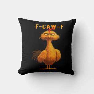 Gothic F-Caw-F Crow Funny Humour Throw Pillow