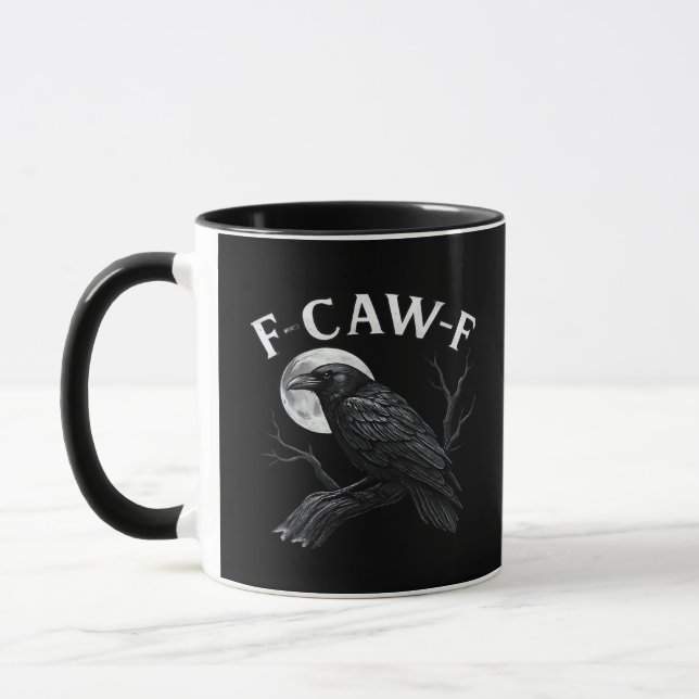 Gothic F-Caw-F Humour Funny Crow Mug (Left)