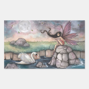 Gothic Fairy and Swan Fantasy Art Sticker