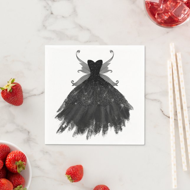 Gothic Fairy Black Gown | Vampy Goth Glam Sheen Napkin (Insitu)