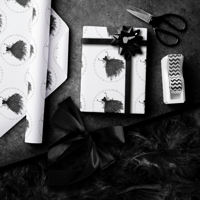 Gothic Fairy Black Gown | Vampy Goth Glam Sheen Wrapping Paper (Creator Uploaded)