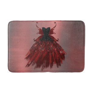 Gothic Fairy Crimson Gown   Deep Radiant Red Sheen Bath Mat