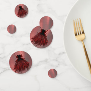 Gothic Fairy Crimson Gown   Deep Radiant Red Sheen Confetti