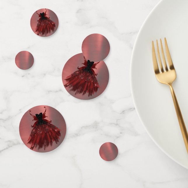 Gothic Fairy Crimson Gown | Deep Radiant Red Sheen Confetti (Group)