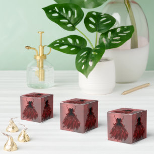 Gothic Fairy Crimson Gown   Deep Radiant Red Sheen Favor Box