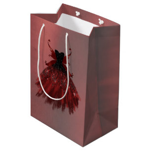 Gothic Fairy Crimson Gown   Deep Radiant Red Sheen Medium Gift Bag
