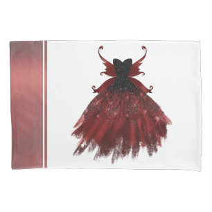 Gothic Fairy Crimson Gown Deep Radiant Red Sheen Pillowcase