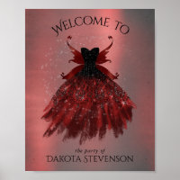 Gothic Fairy Crimson Gown | Deep Radiant Red Sheen