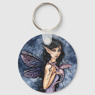 Gothic Fairy Dragon Art Keychain by Molly Harrison