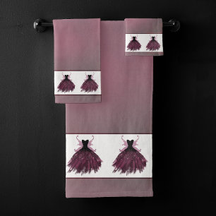 Gothic Fairy Fuchsia Gown   Punk Rock Pink Magenta Bath Towel Set