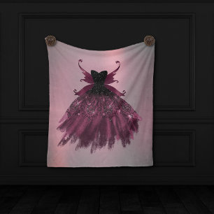 Gothic Fairy Fuchsia Gown Punk Rock Pink Magenta Fleece Blanket