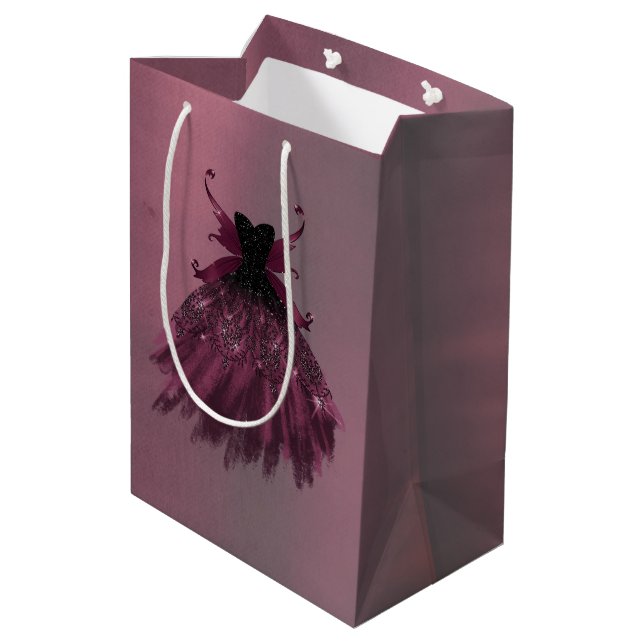 Gothic Fairy Fuchsia Gown | Punk Rock Pink Magenta Medium Gift Bag (Back Angled)