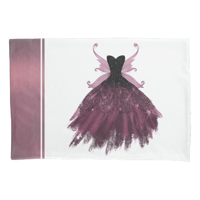 Gothic Fairy Fuchsia Gown | Punk Rock Pink Magenta Pillowcase (Front)