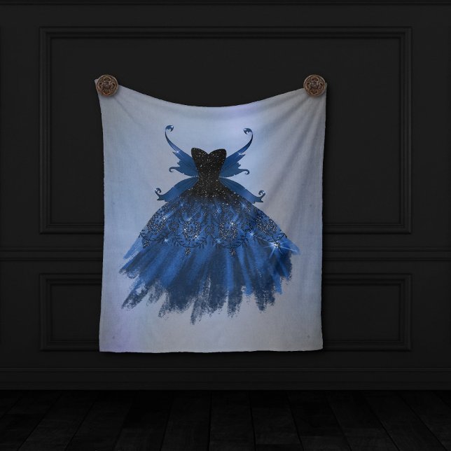 Gothic Fairy Navy Gown | Deep Cobalt Blue Sheen Fleece Blanket (Creator Uploaded)