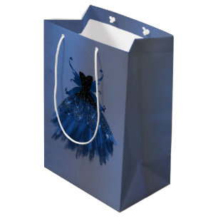 Gothic Fairy Navy Gown   Deep Cobalt Blue Sheen Medium Gift Bag