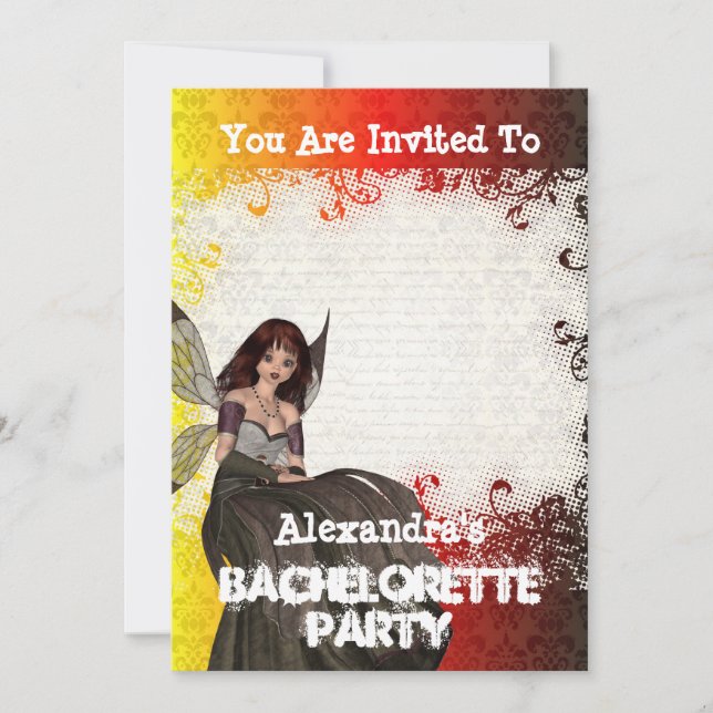 Gothic fairy personalized bachelorette party invitation (Front)