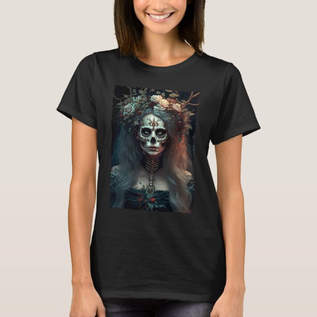 Gothic Fairycore Aesthetic Dark Art Horror Grunge T-Shirt (Front)