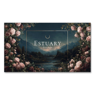 Gothic Fairytale Rose Frame Night Landscape Magnetic Business Card
