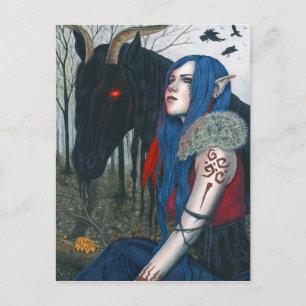 Gothic Fantasy Art Post Card Pooka Horse Elf