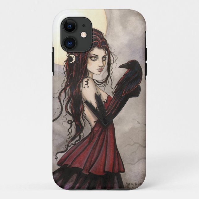 Gothic Fantasy Art Witch and Raven iPhone 5 Case (Back)