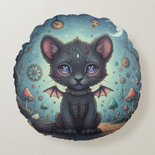 Gothic Fantasy Baby KitBat Round Pillow
