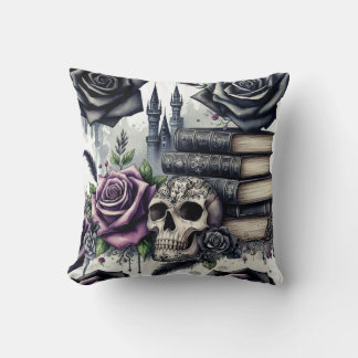Gothic Fantasy Book Lover  Throw Pillow