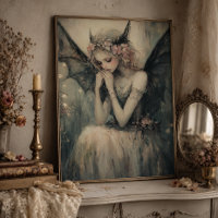 Gothic Fantasy Fairy with Floral Crown Wall Art