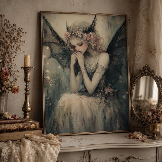 Gothic Fantasy Fairy with Floral Crown Wall Art (Creator Uploaded)