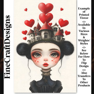 Gothic Fantasy Girl, Houses & Hearts AX2 Decoupage Tissue Paper