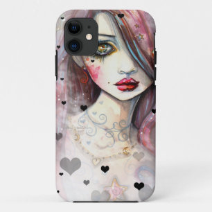 Gothic Fantasy Girl with Hearts iPhone 5 Case