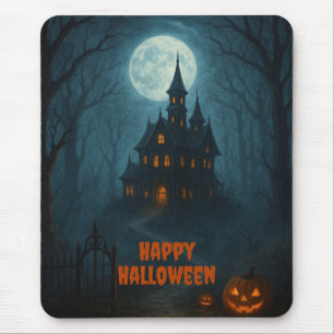 Gothic Fantasy Haunted Castle & Misty Moonlight Mouse Pad