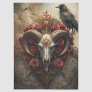 Gothic Fantasy Ram's Skull & Raven Tissue Paper