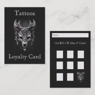 Gothic Fantasy Wolf Skull Black & silver Loyalty Business Card