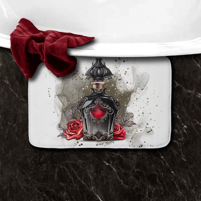 Gothic Fashion Victorian Perfume Bottle with Roses Bath Mat (Creator Uploaded)