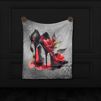 Gothic Fashionista Red Bottom Stilettos with Roses