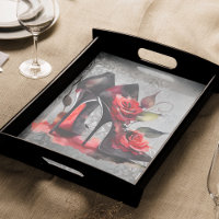 Gothic Fashionista Red Bottom Stilettos with Roses