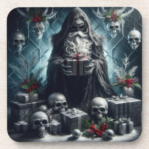 Gothic Father Time Skeleton   Dark Monotone Skulls Coaster