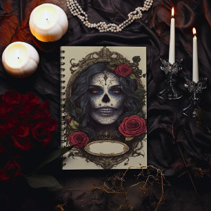 Gothic Female Skull and Roses Notebook