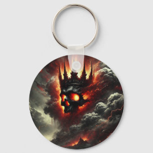 Gothic Fiery Skull Keychain