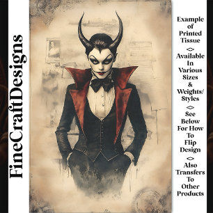 Gothic Figure, Horns, Face Makeup CG2 Decoupage Tissue Paper