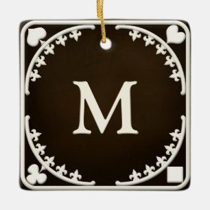 Gothic Filigree Monogrammed Personalized Gift Ceramic Ornament