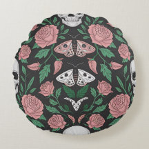Gothic Floral and Skull Pattern with Moths