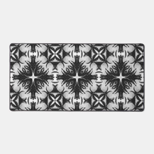 Gothic Floral Black And White Abstract Art Desk Mat