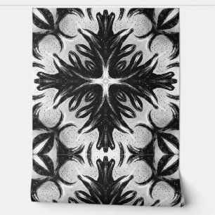 Gothic Floral Black And White Abstract Art Wallpaper
