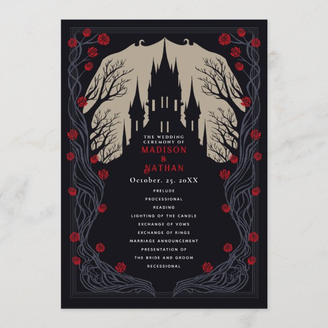 Gothic Floral Castle Wedding Program (Front)