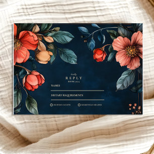 Gothic Floral Fall Wedding RSVP Card