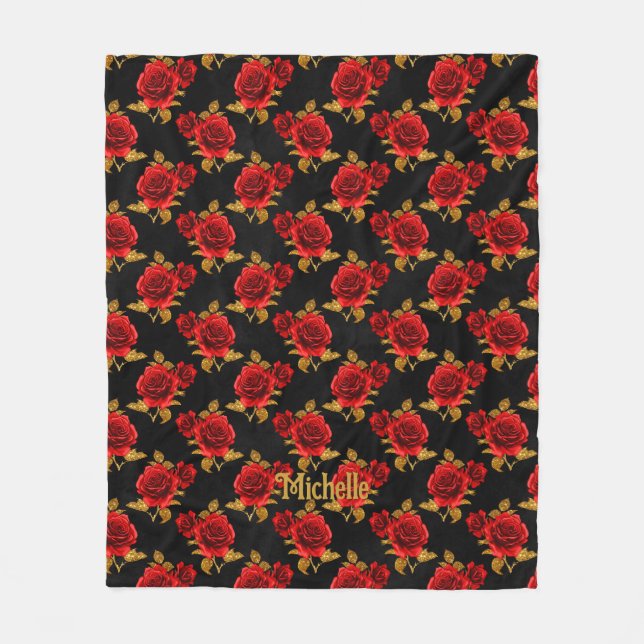 Gothic Floral Fleece Blanket (Front)