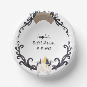 Gothic Floral Ghosts Bats Wreath Hallowedding Paper Plate