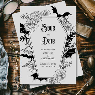 Gothic Floral Grey Wedding  Save the Date Invitation